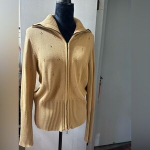 Norton McNaughton Camel Zip-Up Cardigan